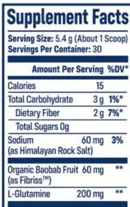 Native Fiber Baobab Powder supplement facts